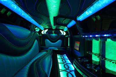 SUV limos with colored lighting